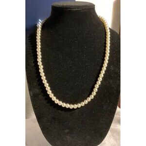 Vintage Faux Pearl Strand Necklace, White